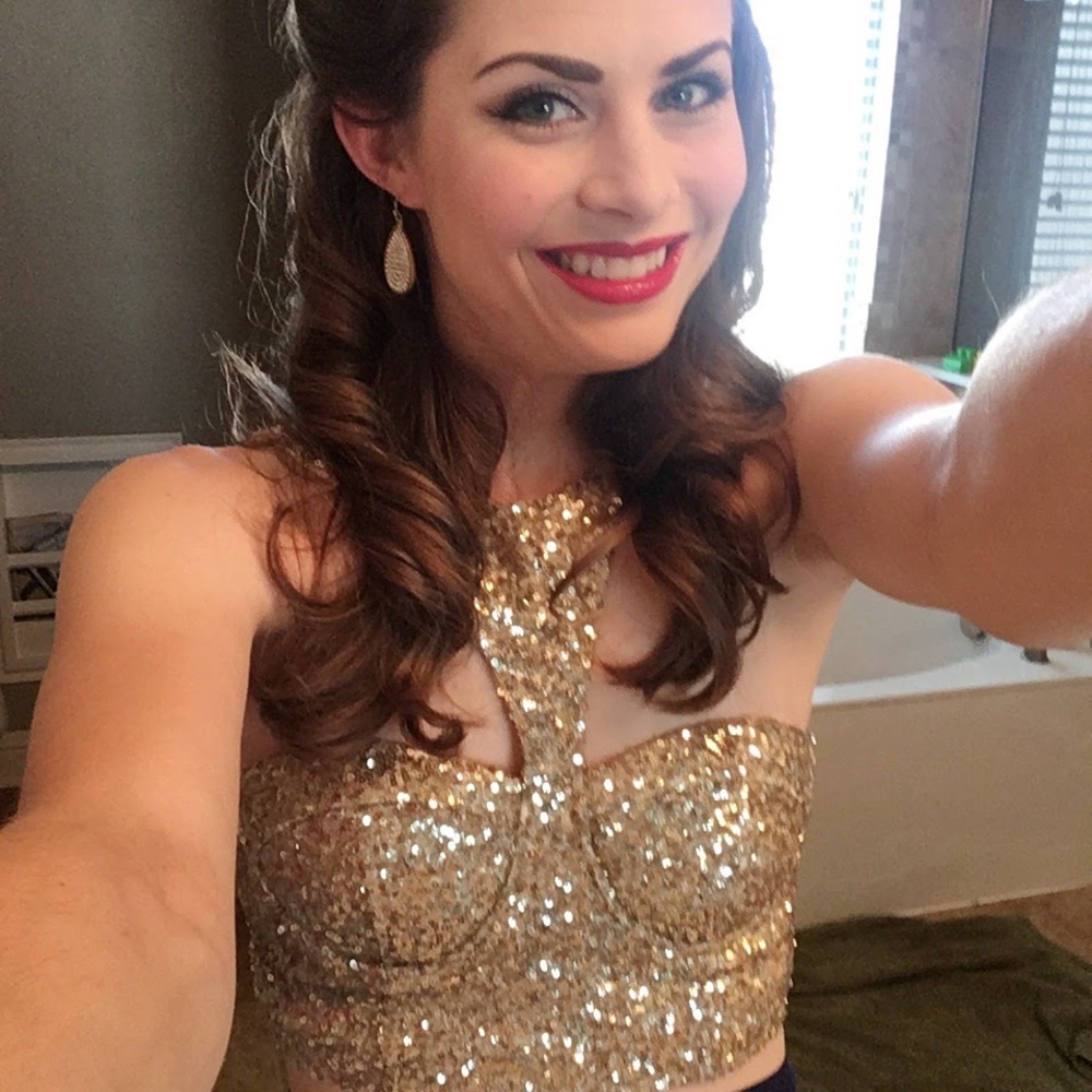 Gold metallic shiny crop top